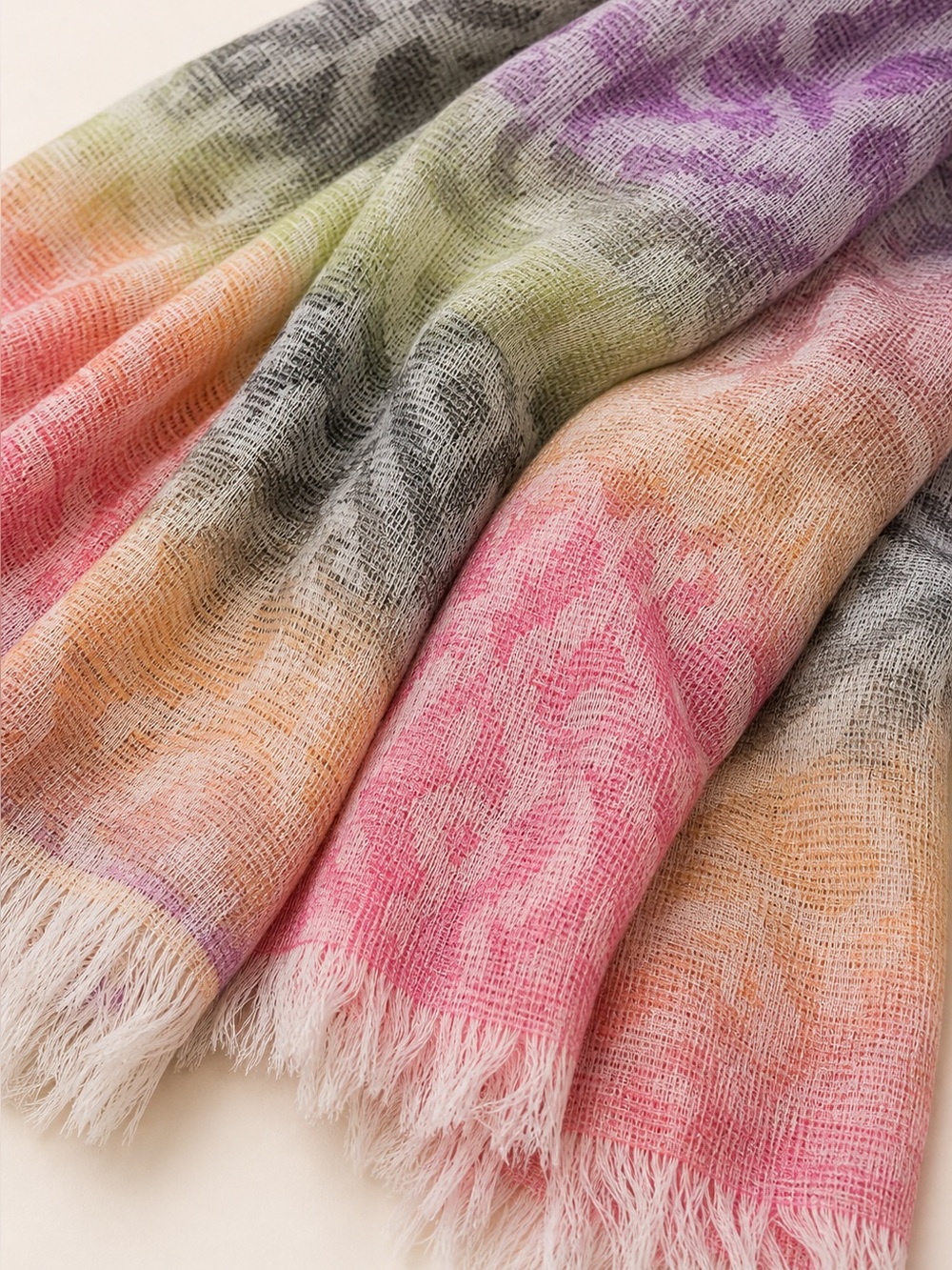 Multi Color Ombré Modal Scarf Lightweight Soft Fringe Wrap Boho Chic - Picture 4 of 8